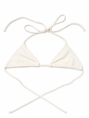 Tresser Ivory Textured Triangle Bikini Top Size Small
